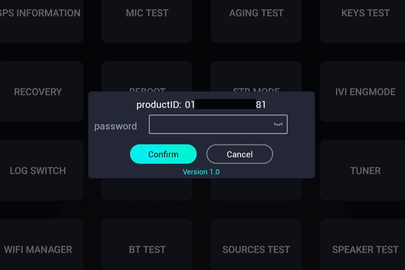 Encryption window showing productID and Version 1.0